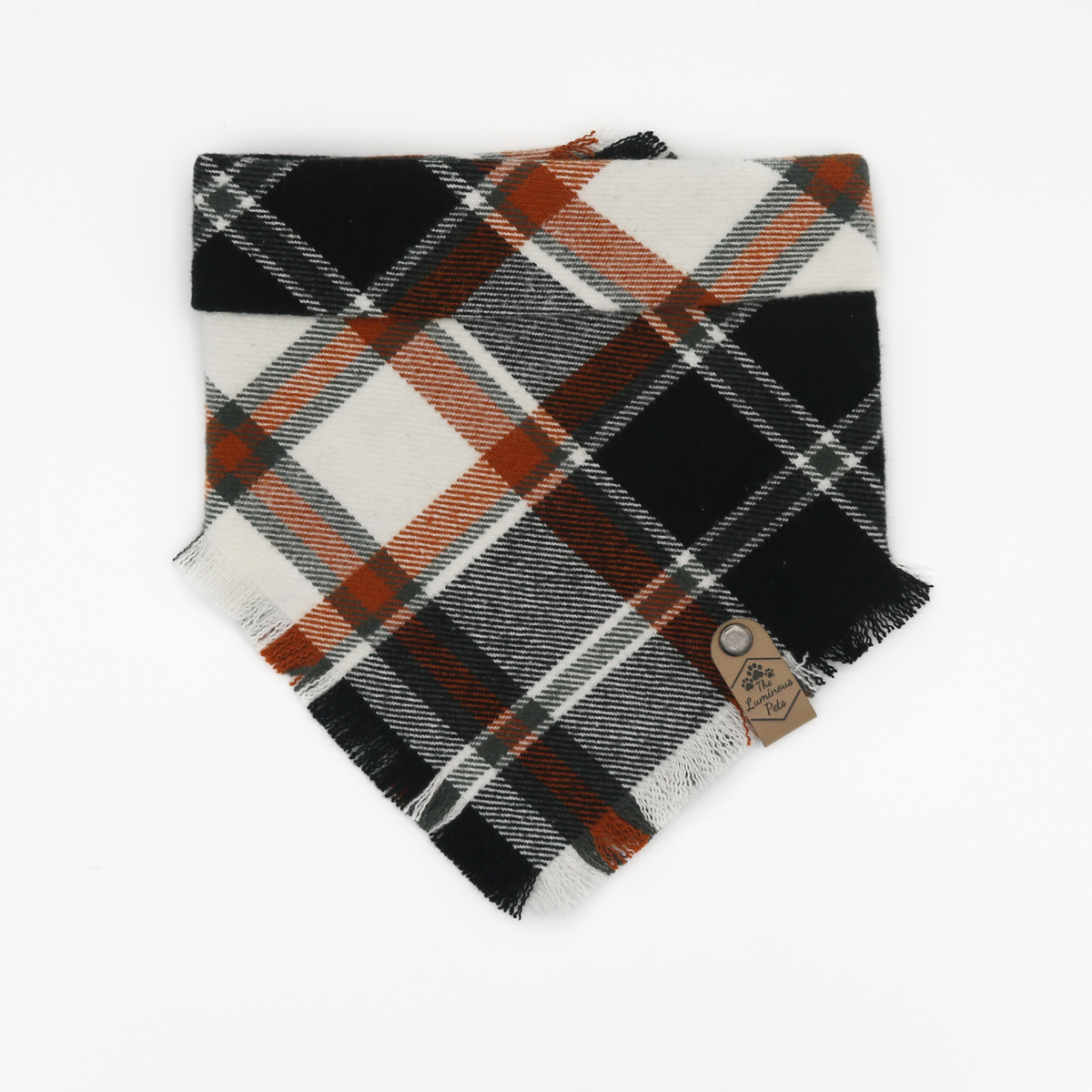 Rustic autumn plaid snap on bandana by The Luminous Pets
