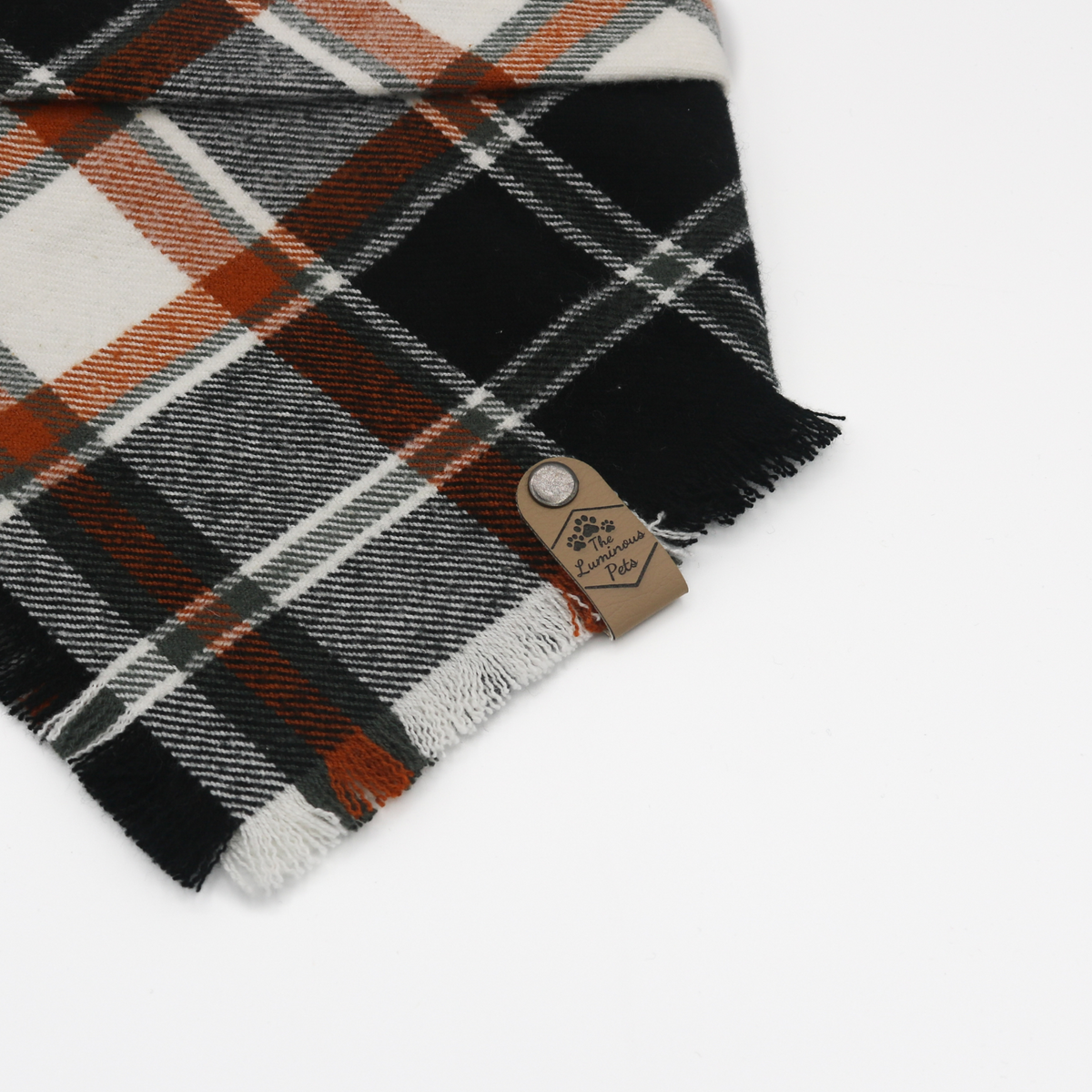 Rustic autumn plaid snap on bandana by The Luminous Pets