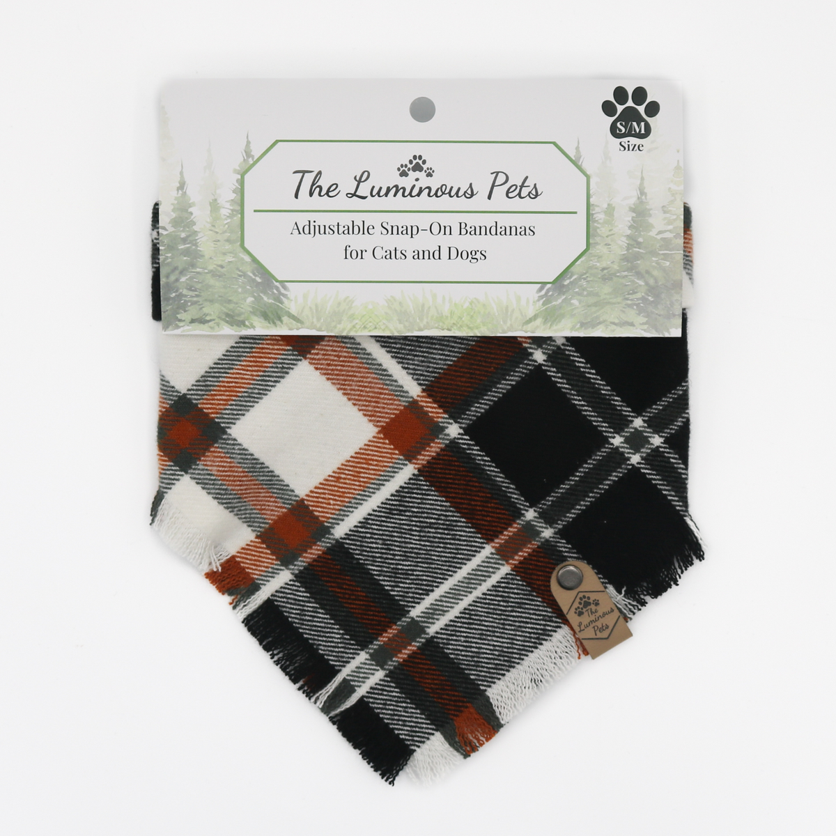 Rustic autumn plaid snap on bandana by The Luminous Pets