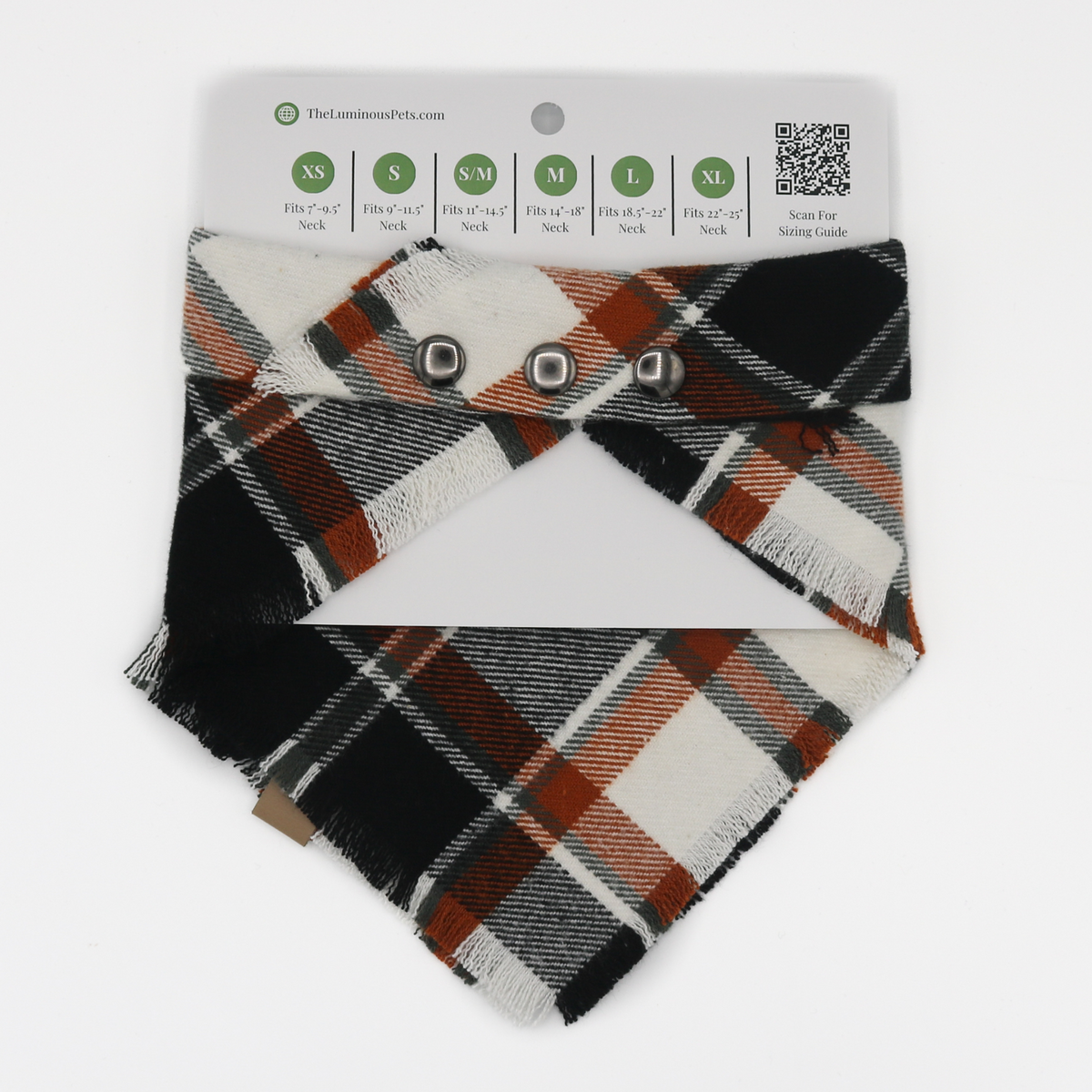 Rustic autumn plaid snap on bandana by The Luminous Pets