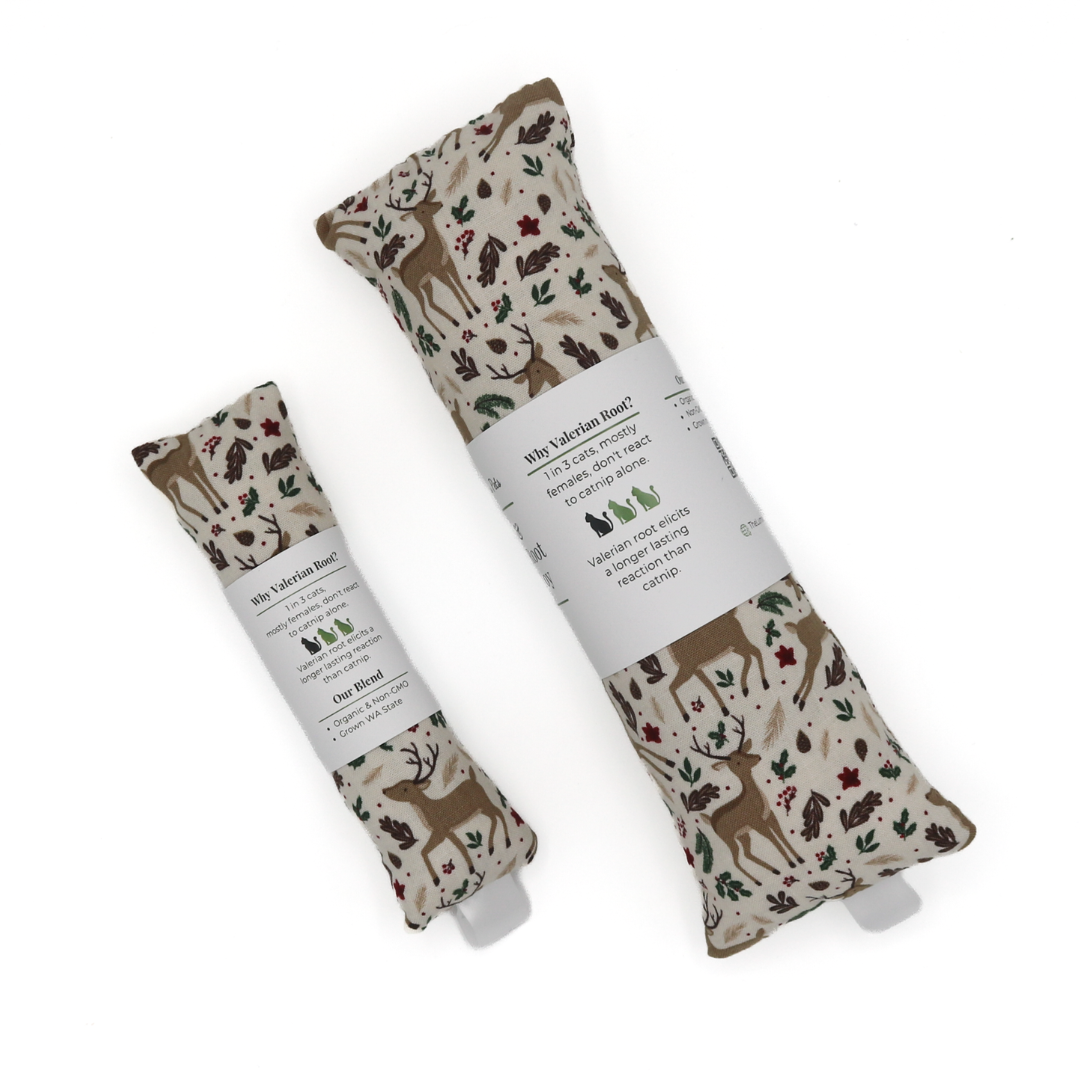 Catnip with valerian cat toy by The Luminous Pets _ Playful deer with autumn leaves