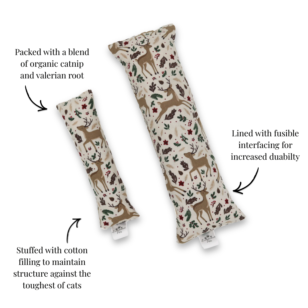 Catnip with valerian cat toy by The Luminous Pets _ Playful deer with autumn leaves