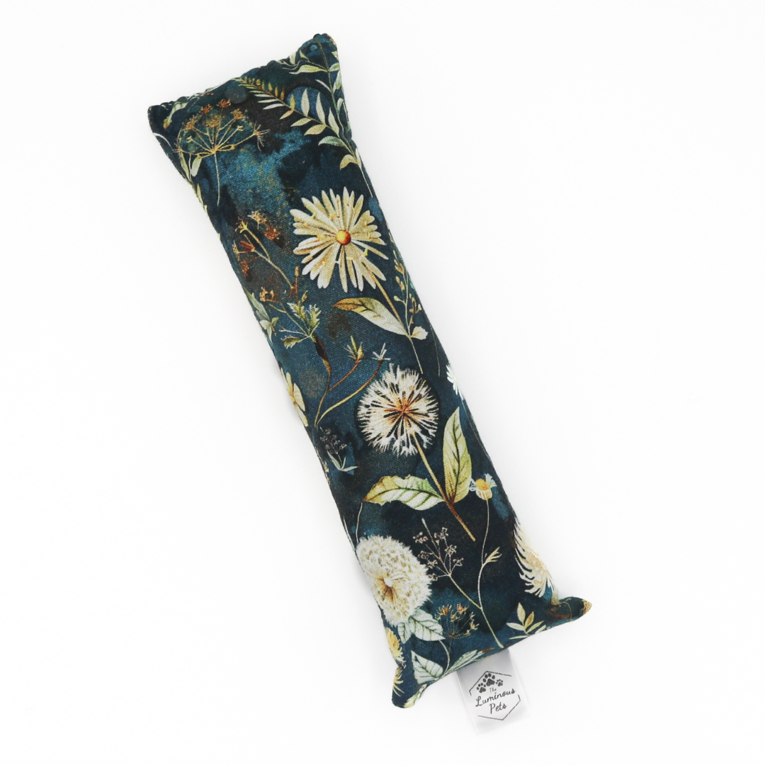 Autumn floral and dandelions catnip with valerian root kicker cat toy by The Luminous Pets