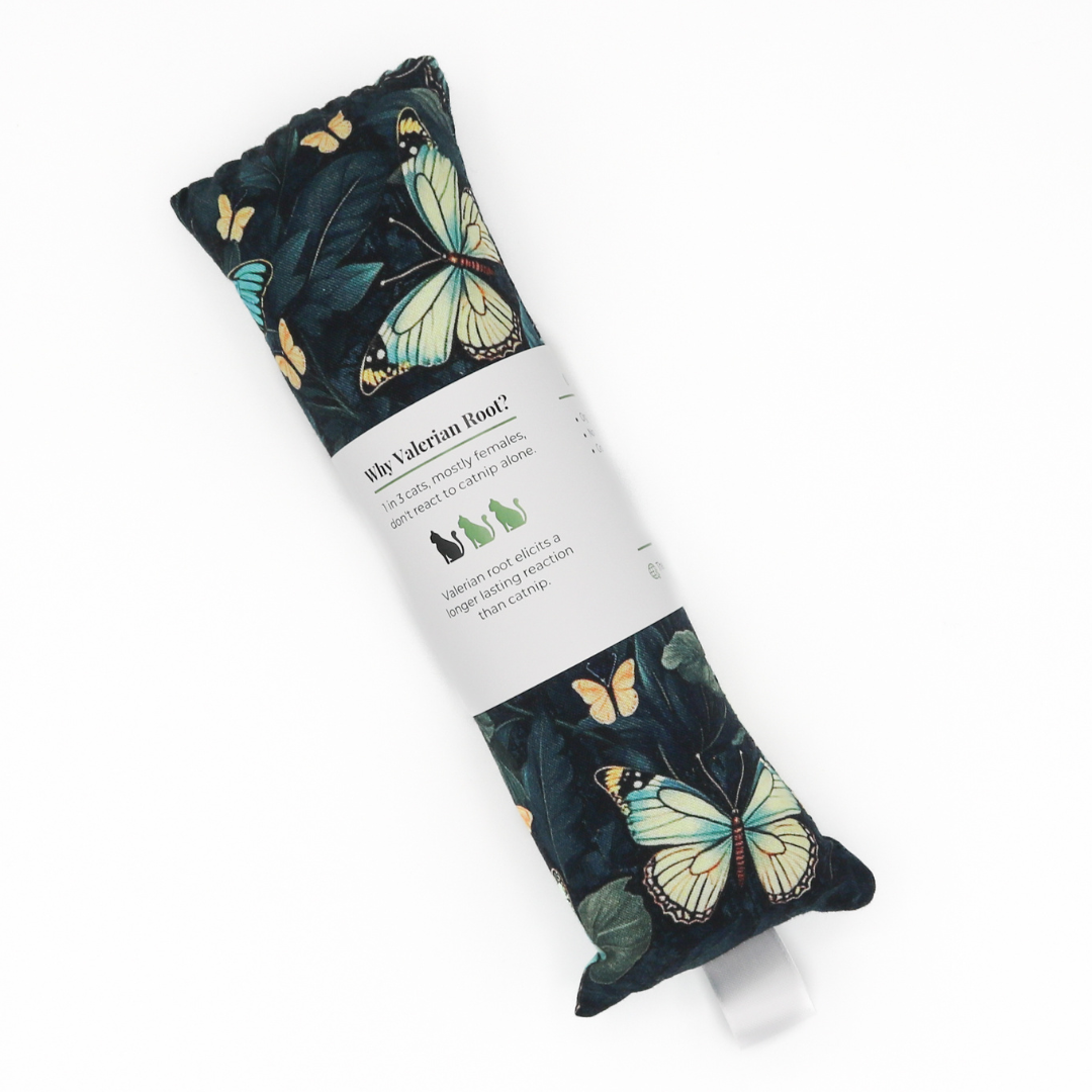 Catnip with valerian root kicker cat toy by The Luminous Pets _ Midnight Butterflies