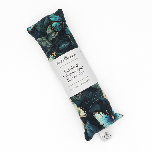 Catnip with valerian root kicker cat toy by The Luminous Pets _ Midnight Butterflies