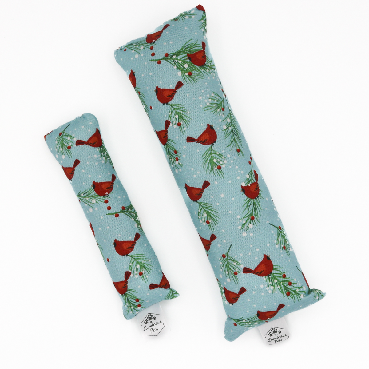 Organic catnip with valerian root cat toy winter red cardinals | Handmade by The Luminous Pets