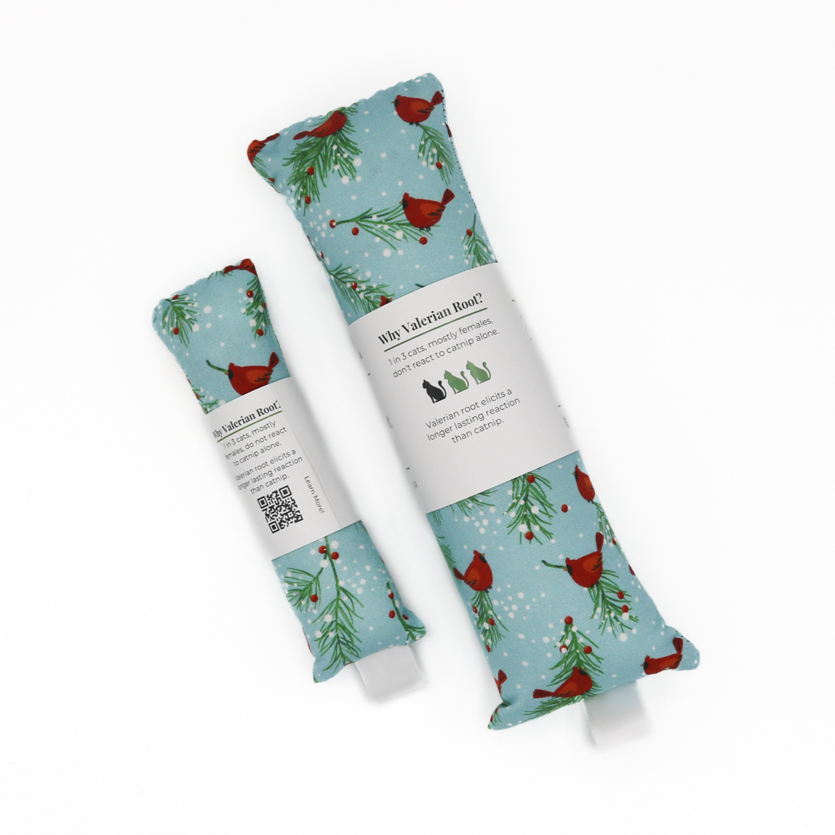 Organic catnip with valerian root cat toy winter red cardinals | Handmade by The Luminous Pets