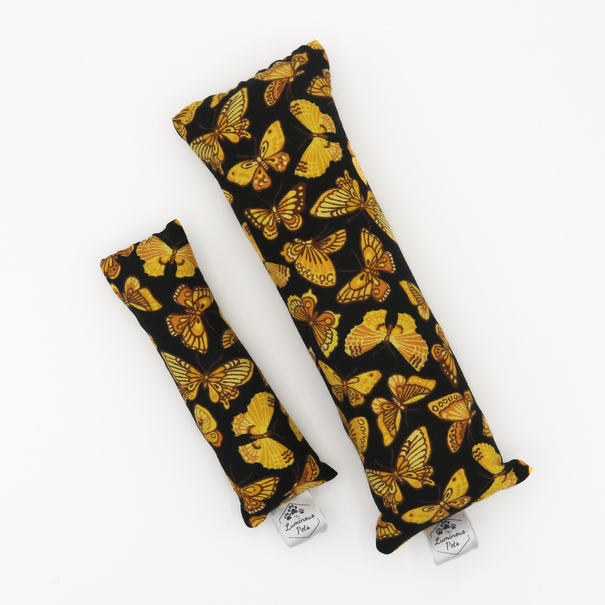Organic catnip with valerian root cat toy | Handmade by The Luminous Pets | Yellow butterfly moth design