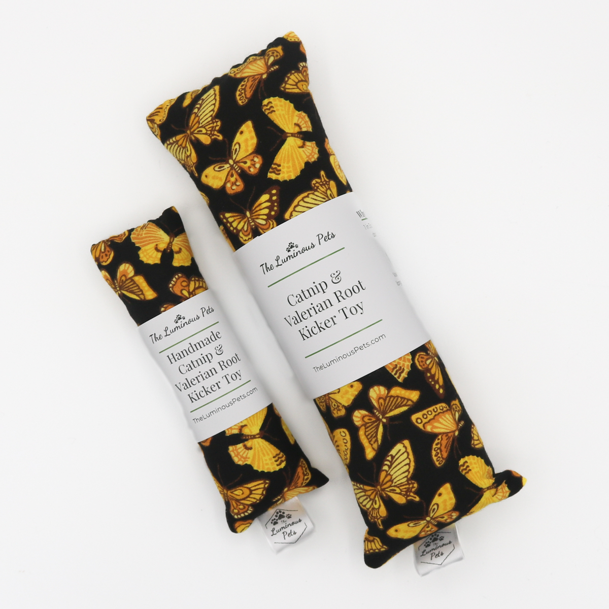 Organic catnip with valerian root cat toy | Handmade by The Luminous Pets | Yellow butterfly moth design