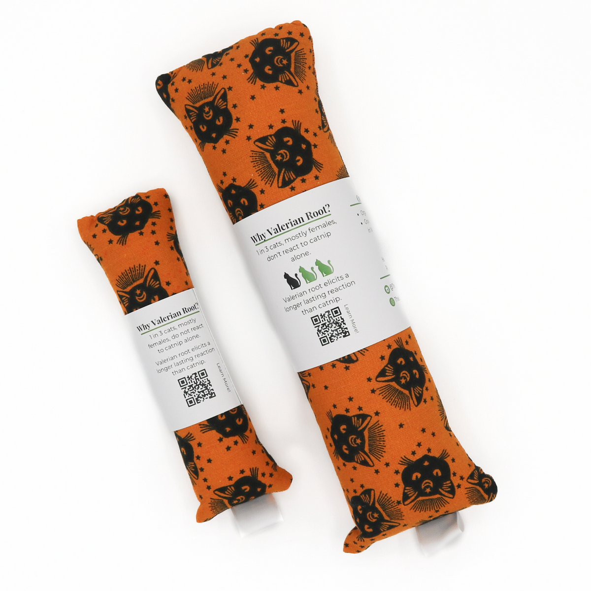 Halloween black cats on orange cat toy with catnip and valerian root by The Luminous Pets
