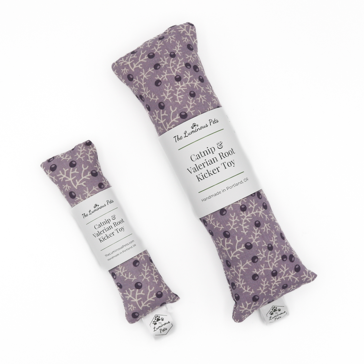 The Luminous Pets Catnip with Valerian Cat Toys olive branches on purple
