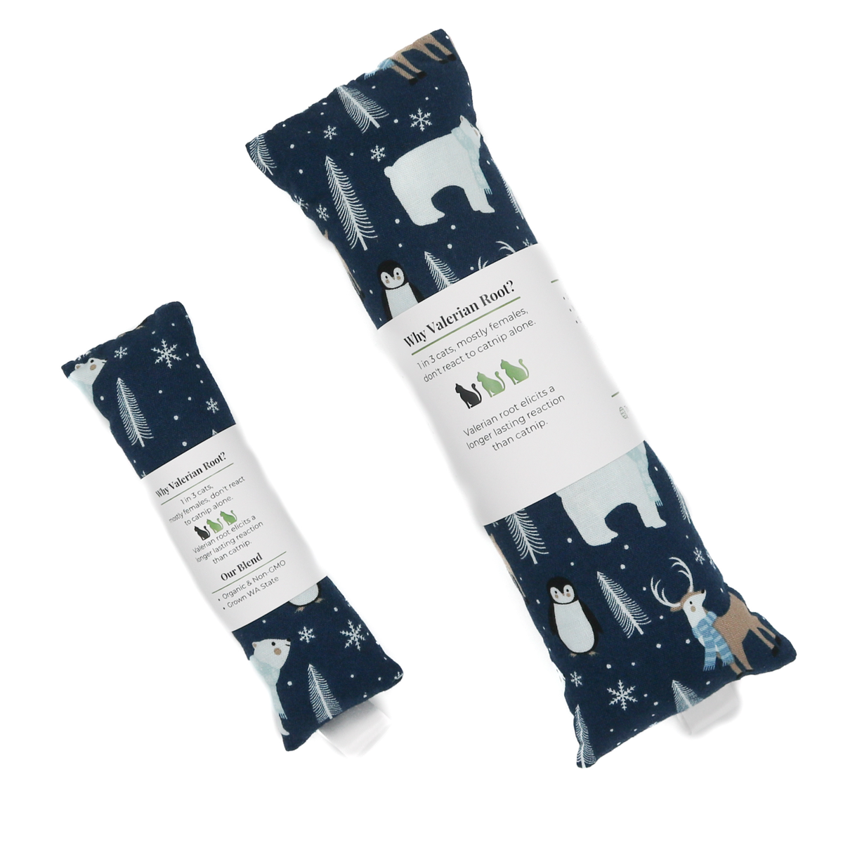 The Luminous Pets Catnip with Valerian Cat Toys winter animals - penguins, polar bears and deer.