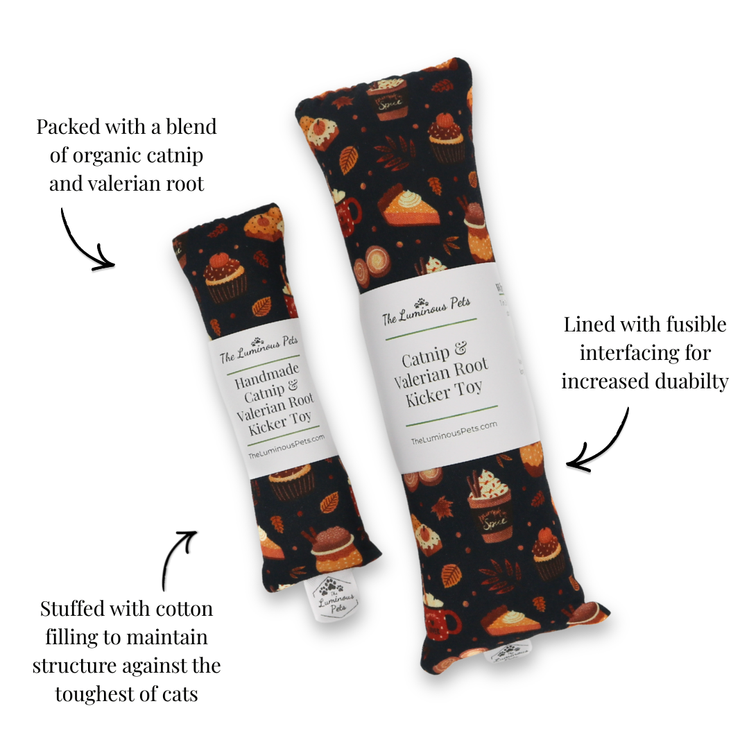 Organic catnip with valerian root cat toy | Handmade by The Luminous Pets | Pumpkin Spice Latte Autumn