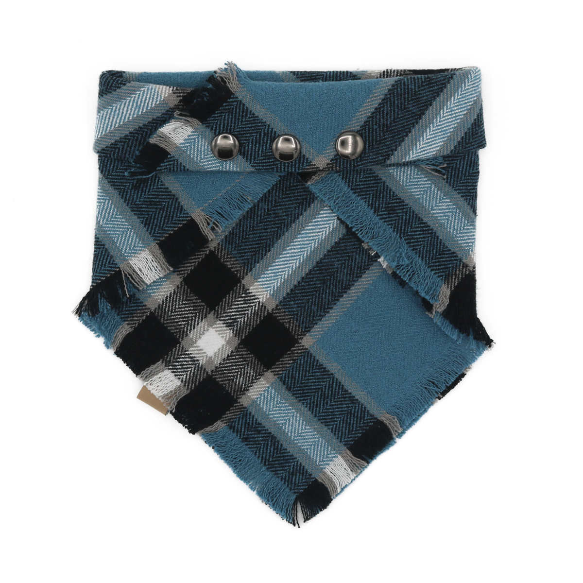 Blue, black and white plaid snap on pet bandana by The Luminous Pets _ Hood Canal Design