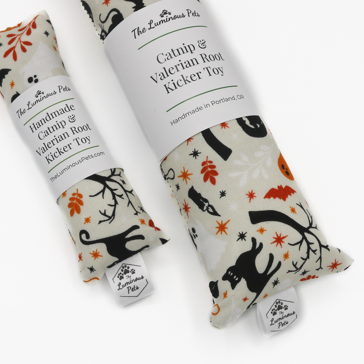 Halloween cat toy with catnip and valerian root made by The Luminous Pets
